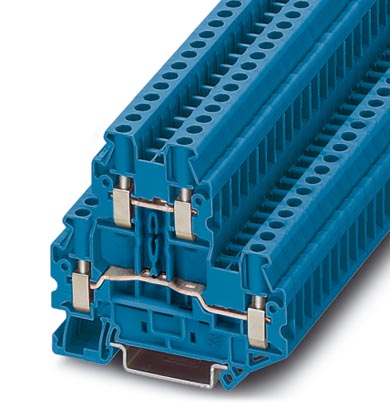 Phoenix Contact Multi-Level Terminal Block; UTTB  4 BU; 30A; 600V; 2-Level; #26 - #10; Screw Connection; Blue